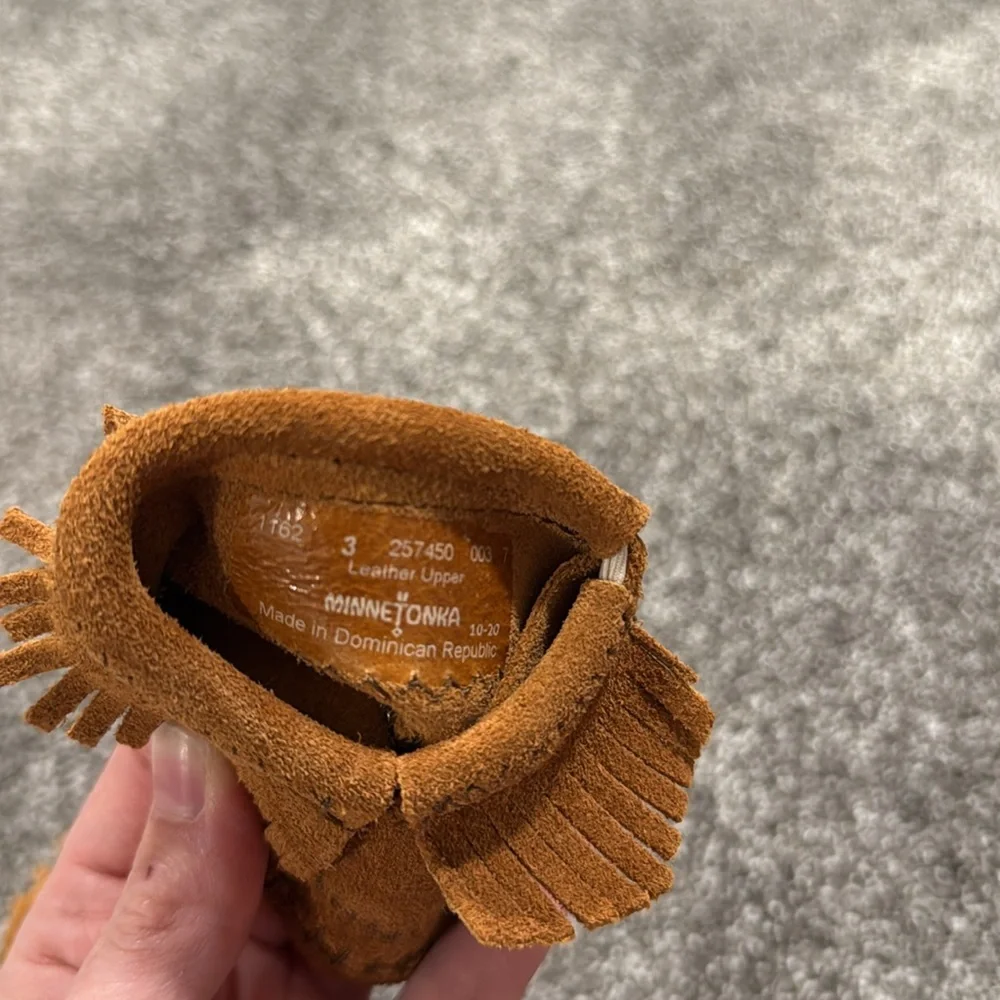 Minnetonka Tan Suede Baby Moccasins